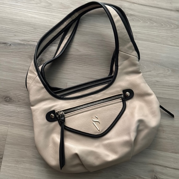 Simply Vera Vera Wang Handbags - Simply Vera Vera Wang Cream and Black Hobo Bag